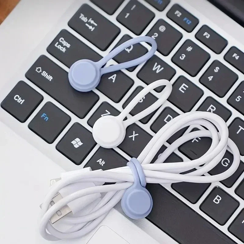 5/3/1PCS Silicone Magnetic Cable Tie Reusable Wire Organizer Clips For Bundling Securing Headphone Holder Data Cables Winder view 4