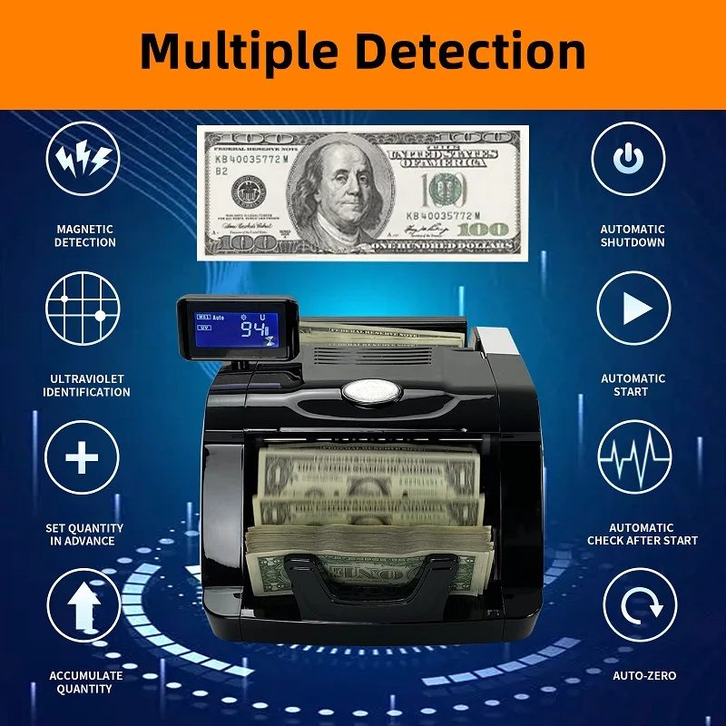 UV MG IR Multi Currency Fake Note Detection Cash Money Detector Counting Machines Bill Banknote Counters