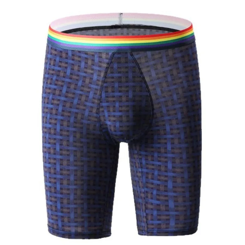 Biancheria intima da uomo Boxer Pantaloncini Slim Panites di seta di ghiaccio Uomo stampato traspirante Gamba media lunga Mutande Cueca Hombre Plus Size XL-5XL