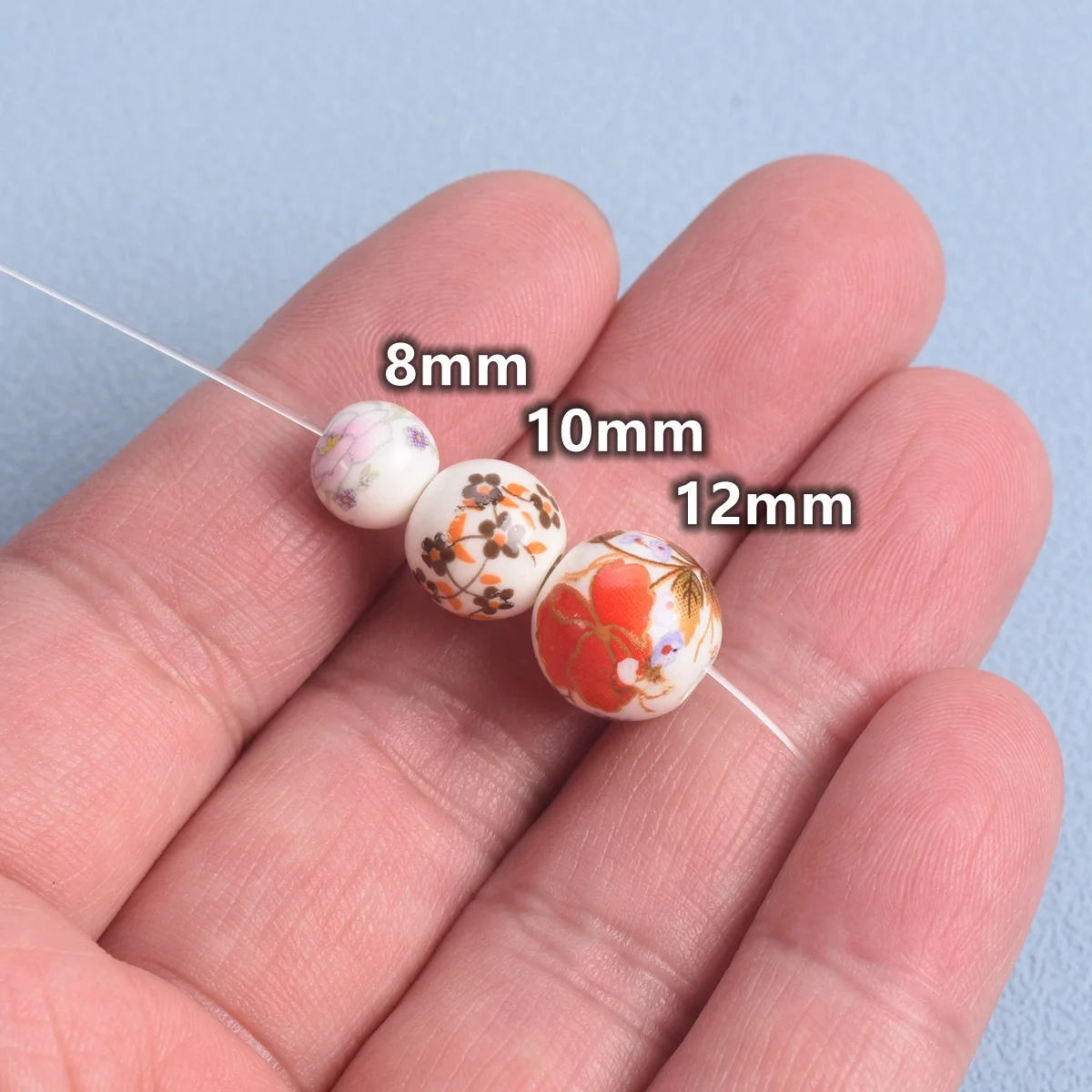 10pcs Round 8mm 10mm 12mm Colorful Flower Patterns Ceramic Porcelain Loose Beads For Jewelry Making DIY Bracelet Findings