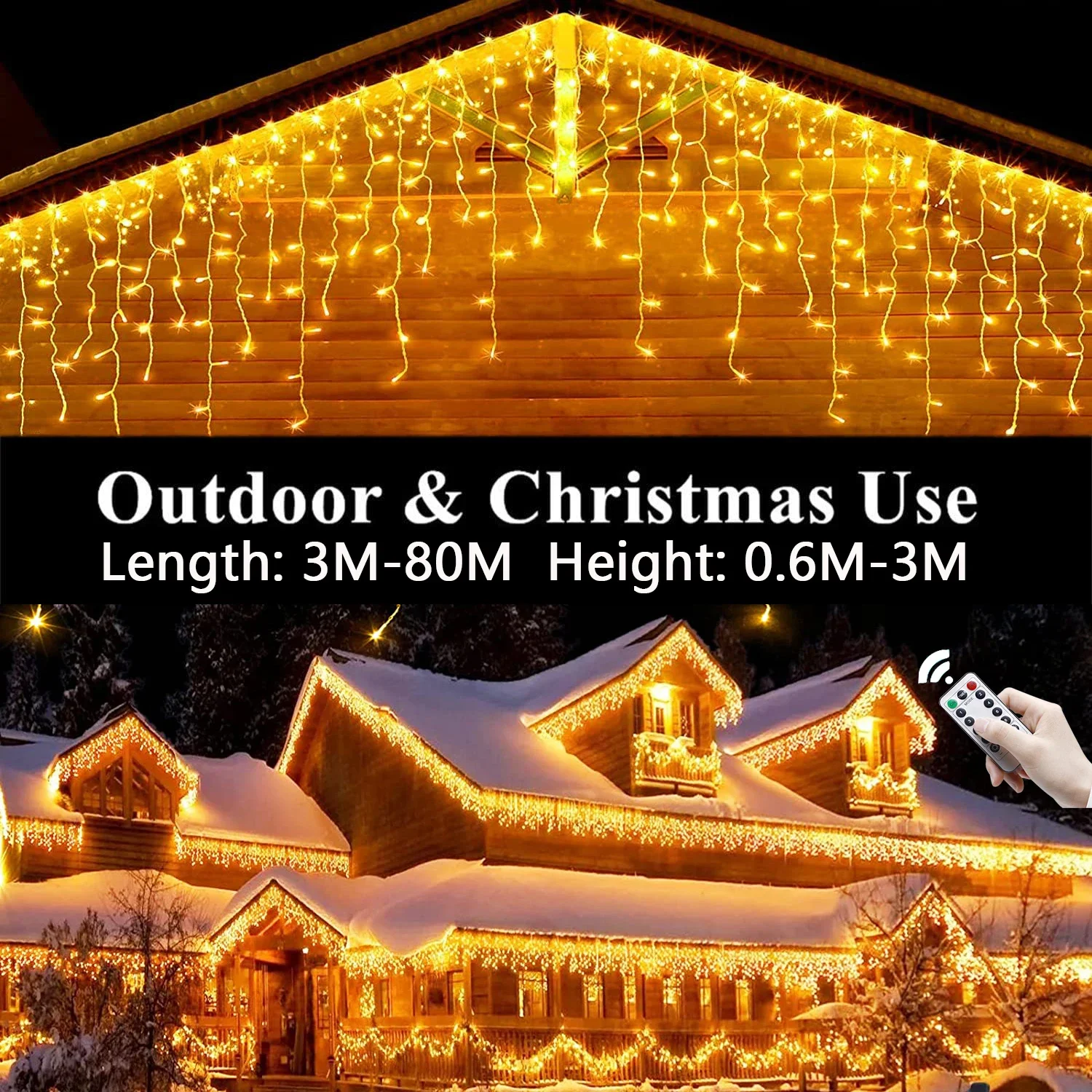 LED Festoon Icicle Curtain Fairy Light Street Garland On The House Outdoor String Lights New Year Wedding Christmas Decorations