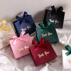 10 Mini Gift Boxes/Gift Bags with Gold Ribbon and Thank You Text Design, Available in Various Colors, Perfect for Wedding Favors, Mother's Day, Father's Day Party Gifts, and Small Gifts, as Well as Birthday, Gender Reveal, Graduation Season, Christmas, and Halloween Treats, with Gold Thank You Text Design