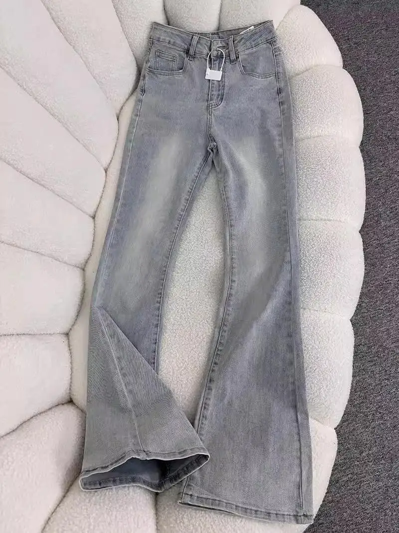 

Мужские джинсы с высокой талией, прямые, с легким расклешением, модные, брендовые, стройнящие, в стиле «cement ey vibe», длинные брюки, молодежный стиль