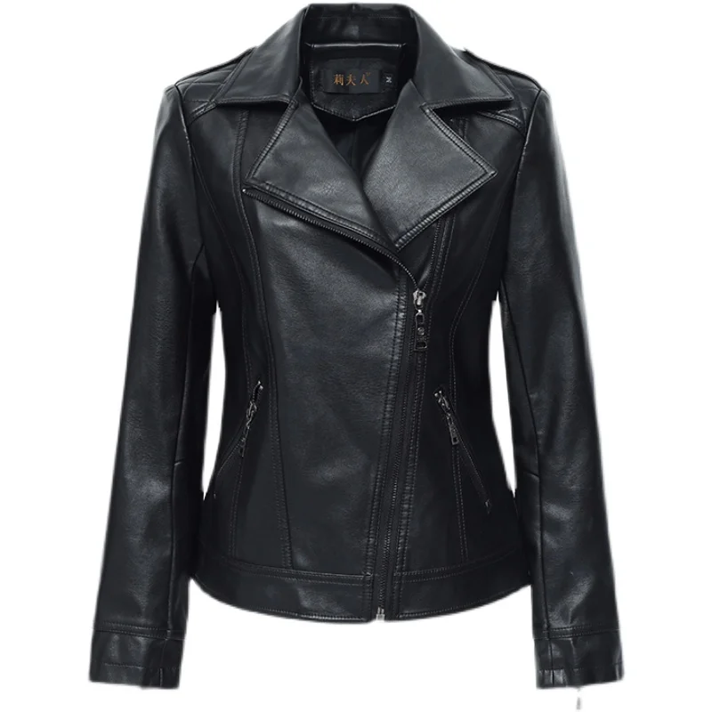 2025年春秋新作 Sle Haifeng 本革ジャケット レディース ショート丈 バイクジャケット スリムフィット スーツカラー スモールコート