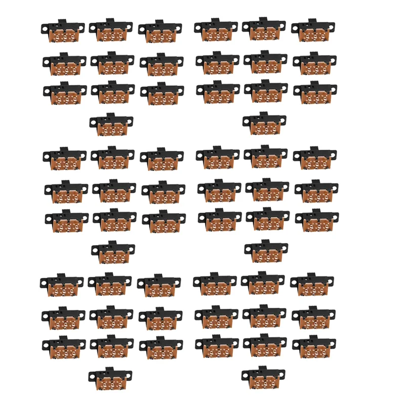 

B17B 60 шт., высокая ручка, 6-контактный, 3-позиционный DPDT, ползунковый переключатель панели, 0,5 А, 50 В постоянного тока