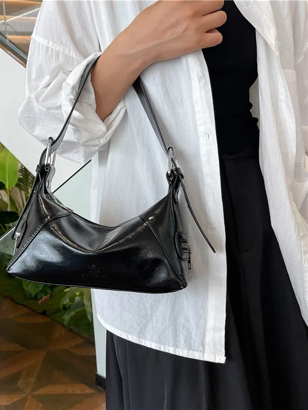 

Vintage Underarm Tote Bag Women's Faionable Versatile Single oulder Bag Casual Wear Resistant Zipper Closure Pillow ape