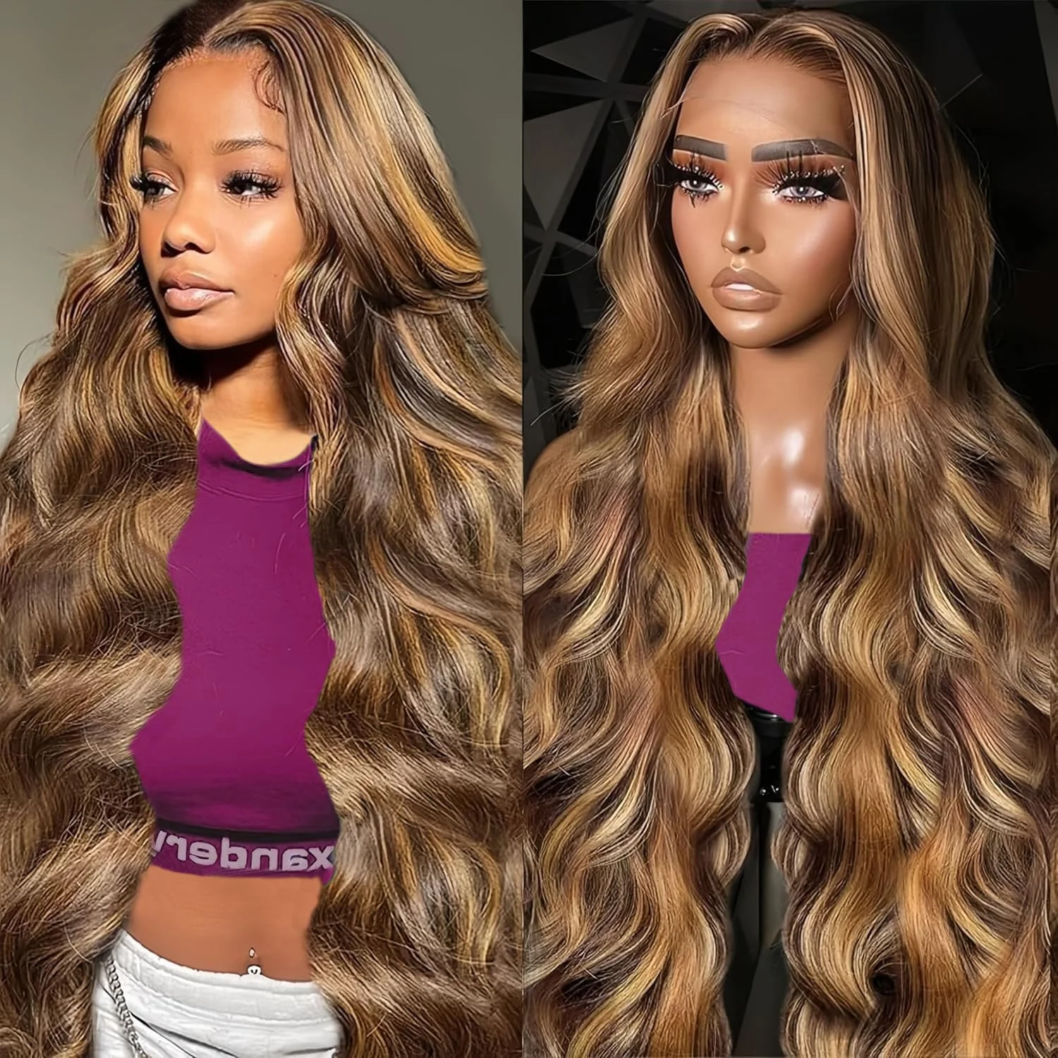 

42-дюймовый парик с мелированием, 13x6, 13x4, с кружевной передней частью, волнистый, из натуральных волос, для женщин, предварительно снятая линия роста волос, медово-русый, с кружевным фронтом