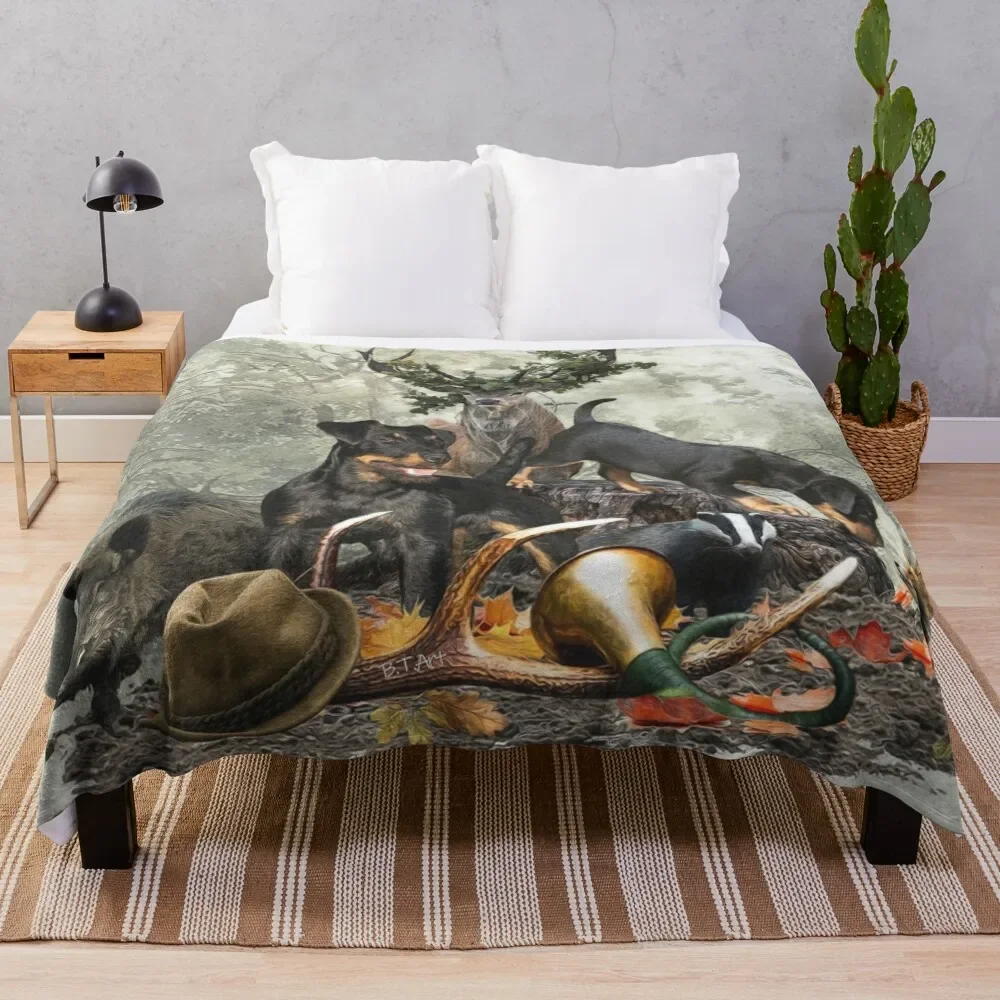 Jagdterriers , Hunting dog Art Throw Blanket Luxury Brand Decorative Throw manga Decorative Sofas Blankets