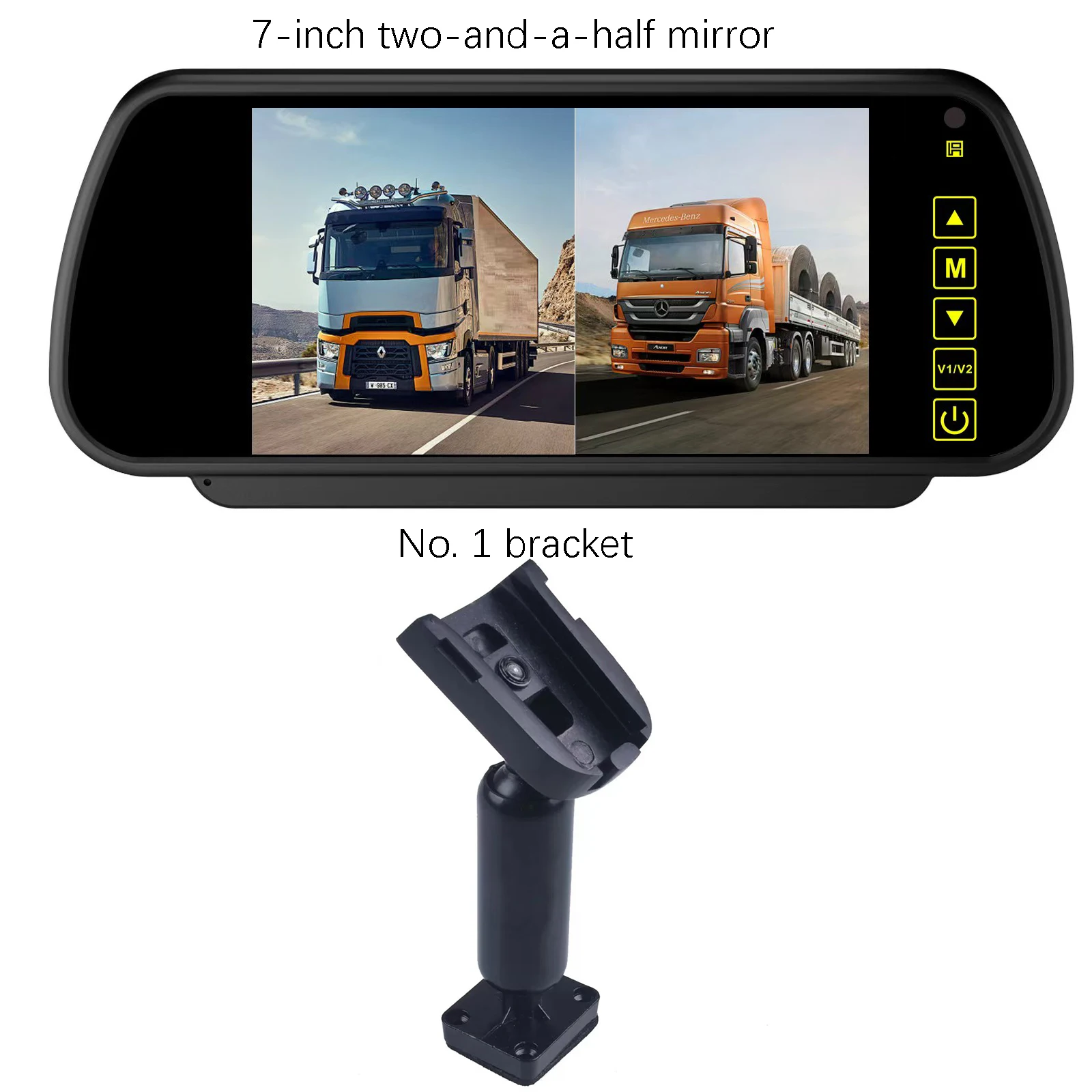 7-inch car rearview mirror two-part image monitor, vehicle parking reverse camera, 7-inch TFT LCD HD screen universal