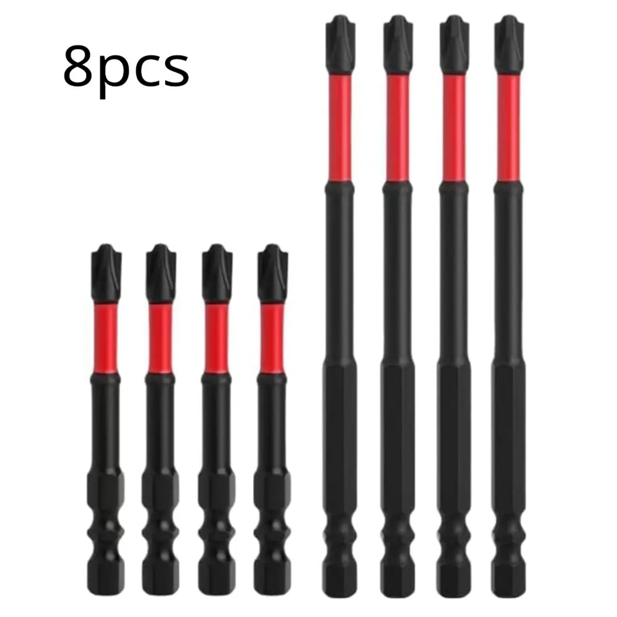 STOCK-Impact Screwdriver Bit Set - 65mm & 110mm Slotted Heads, 1/4 Inch Hex Shank, CNC Machined Tips with Magnetism, 8pcs