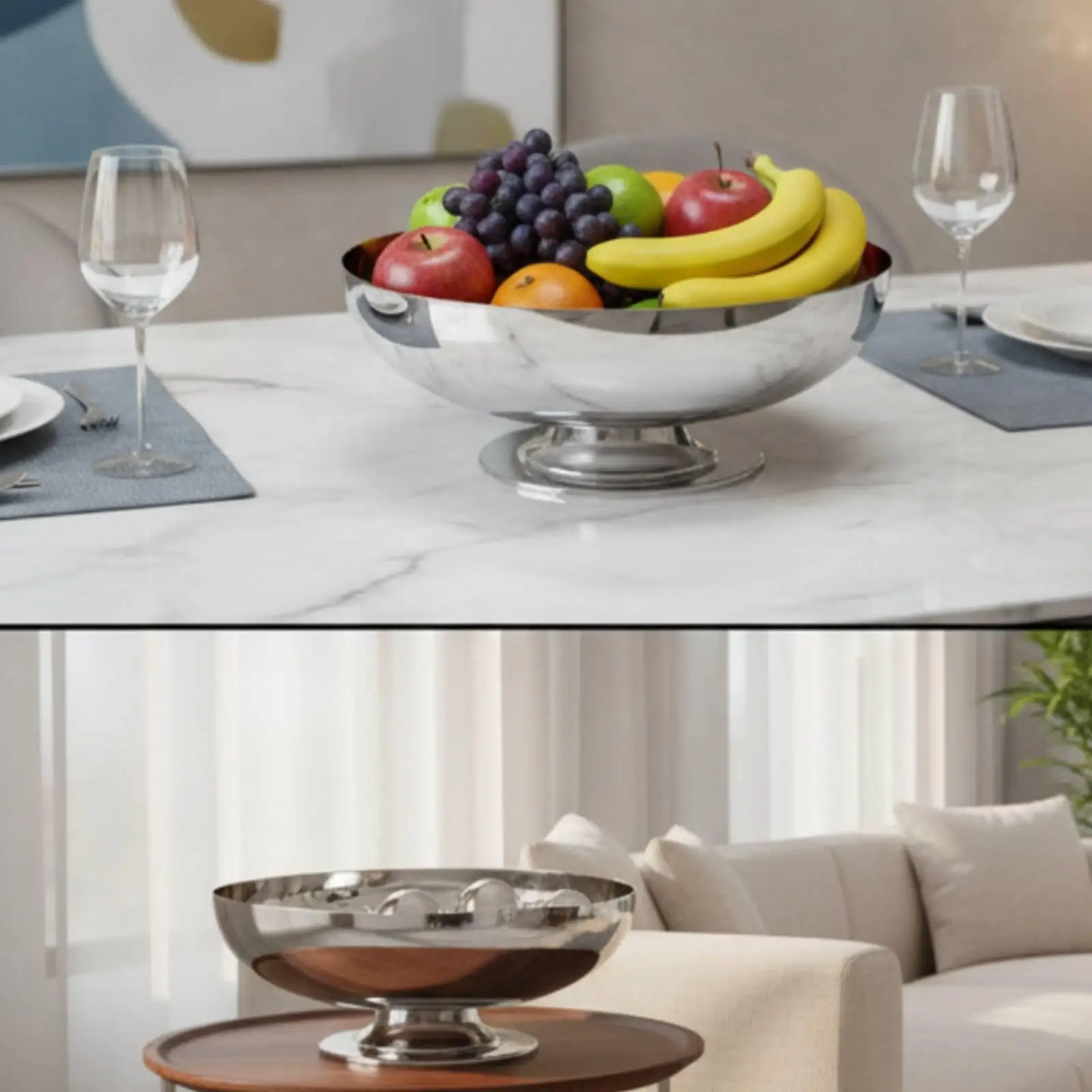 Mirror Shine Stainless Steel Champagne Bucket Raised Pedestal Centerpiece Fruit Dish for Kitchen