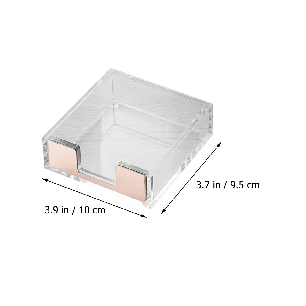

2 Pcs Acrylic Desk ganizer Iron Base Memo Pad Holder Notepad Dispenser Paperclip Storage Home Office Supplies Transparent Design