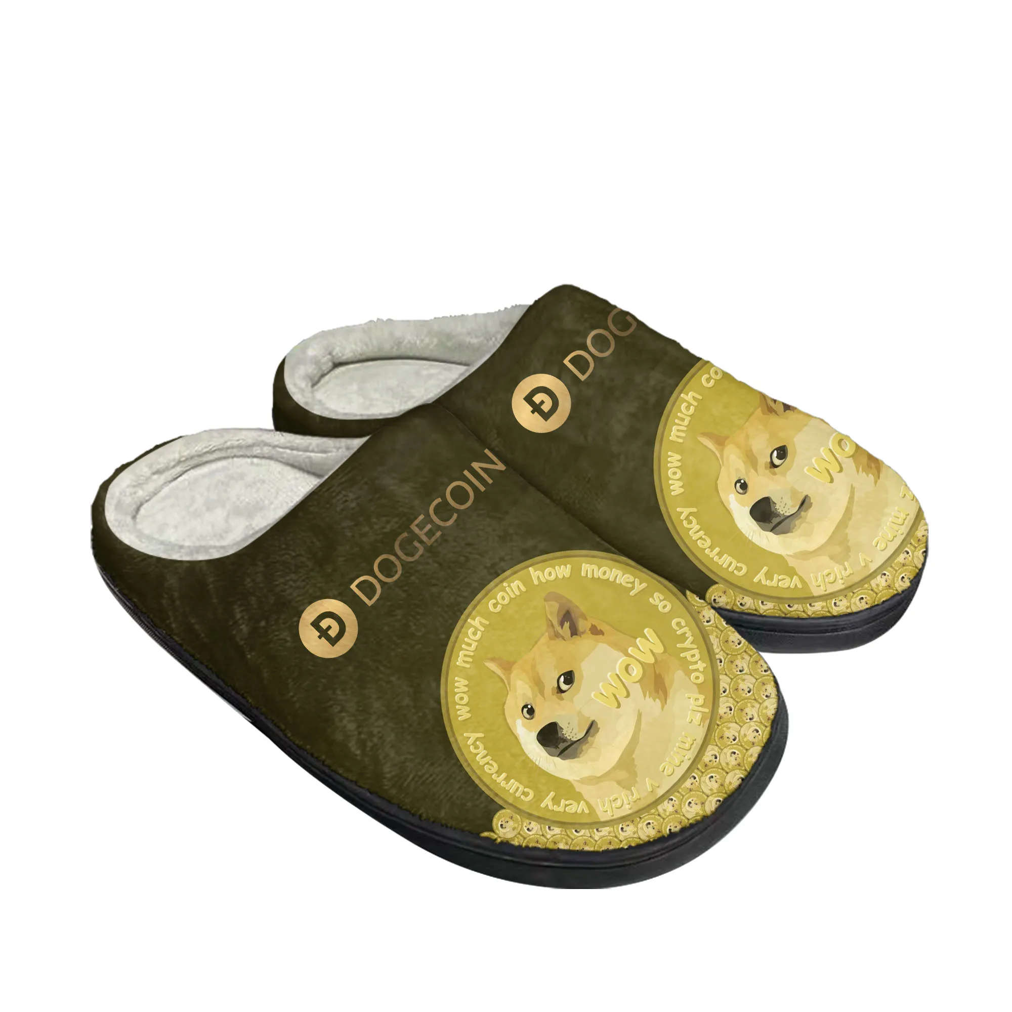 Dogecoin Crypto Currency Dog Coin Home Cotton Custom Slippers Mens Womens Sandals Plush Casual Keep Warm Shoes Thermal Slipper