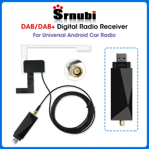 Srnubi DAB + USB 어댑터가있는 안테나 범용 용 안드로이드 자동차 라디오 GPS 스테레오 수신기 플레이어