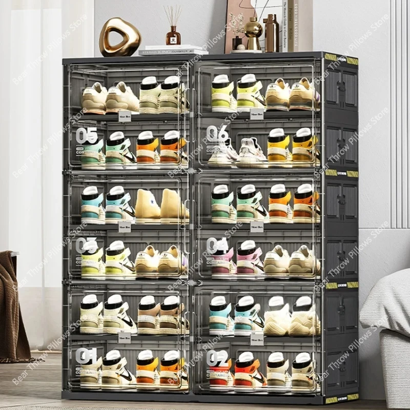 Folding Free Installation Storage Box Transparent Shoe Cabinet  Sundries Storage Box Shoe Organizer