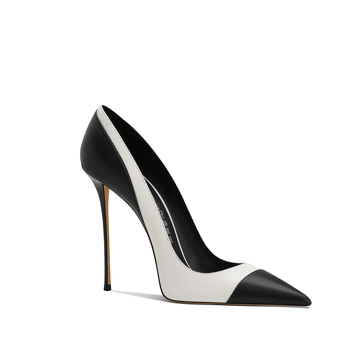 New Women's Slim Heel Fashionable Temperament Color Blocked Commuting Work Pointed Shallow Mouth High Heels 33-46