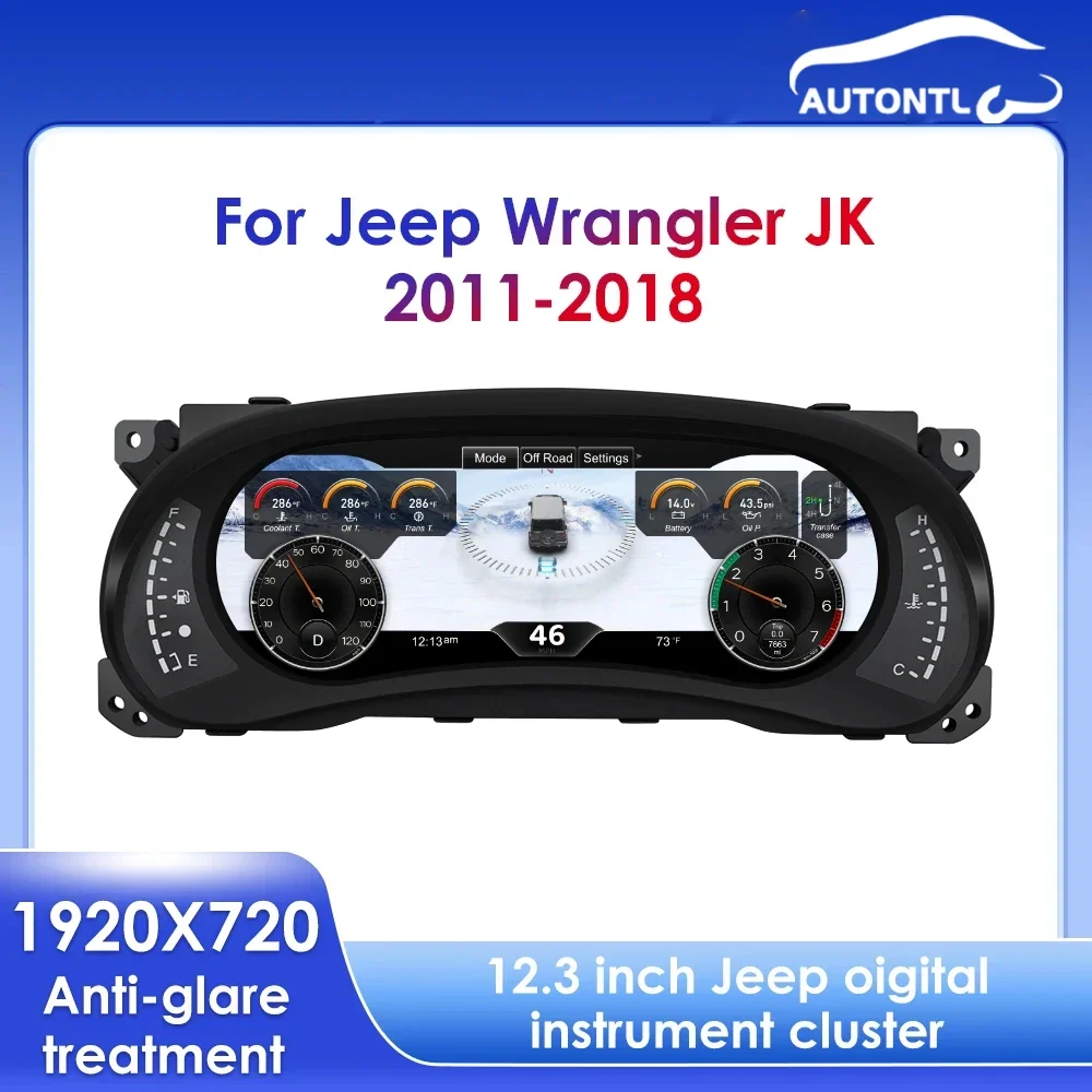 

12.3" Virtual Cockpit Speedometer Dash for Jeep Wrangler JK 2011 - 2018 Thems Digital Instrument Cluster Anti-glare Treatment