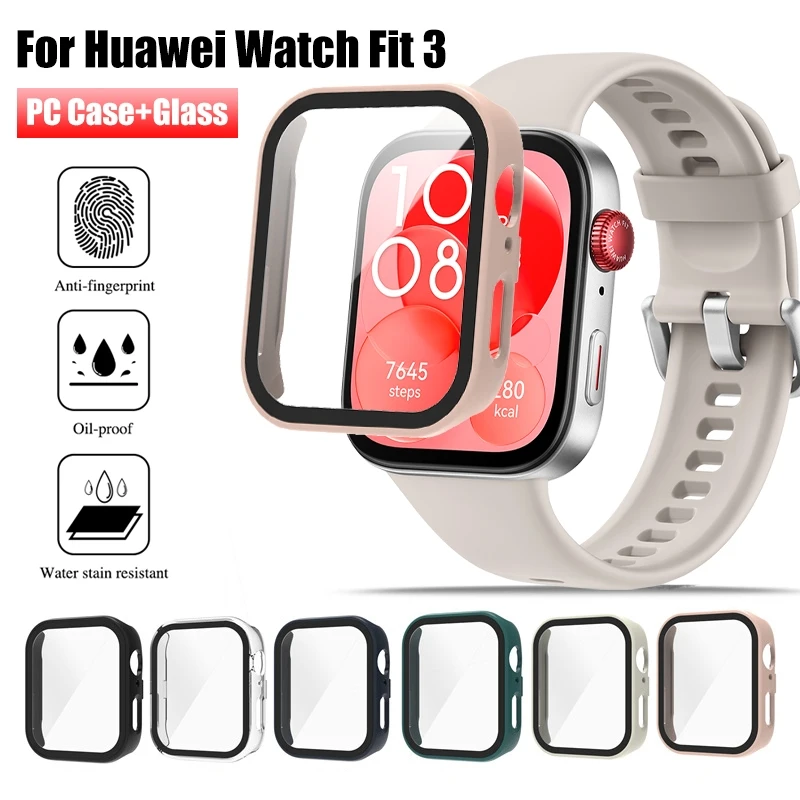 Чехол для Huawei Watch Fit 3, чехол из поликарбоната с полным покрытием + Твердый чехол из закаленной пленки для Huawei Watch Fit3, корпус Huawei, аксессуары для умных часов
