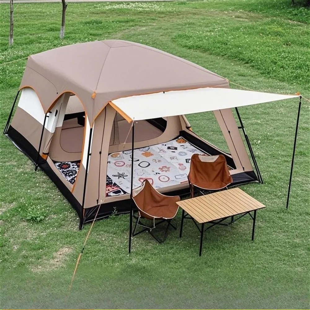 

Outdoor Folding Portable Two-bedroom and One-living Room Camping Tent Field Thickened Rainproof and Sunproof Camping Equipment