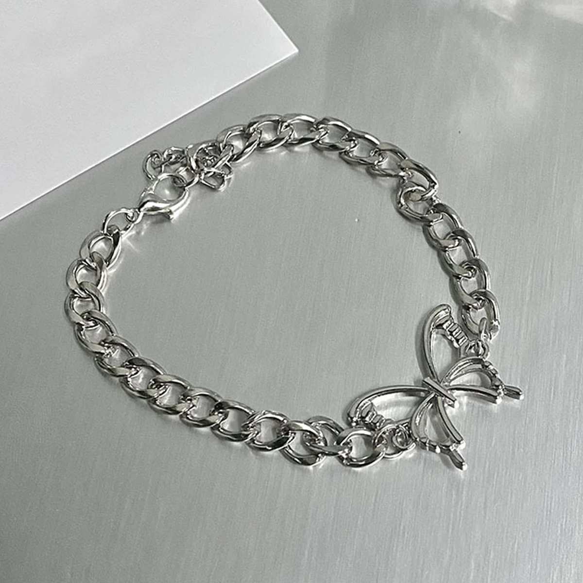 Silver Butterfly Steering Wheel Chain, Car Interior Decor, Cute Car Accessory, Vehicle Charm, Unique Automotive Decoration