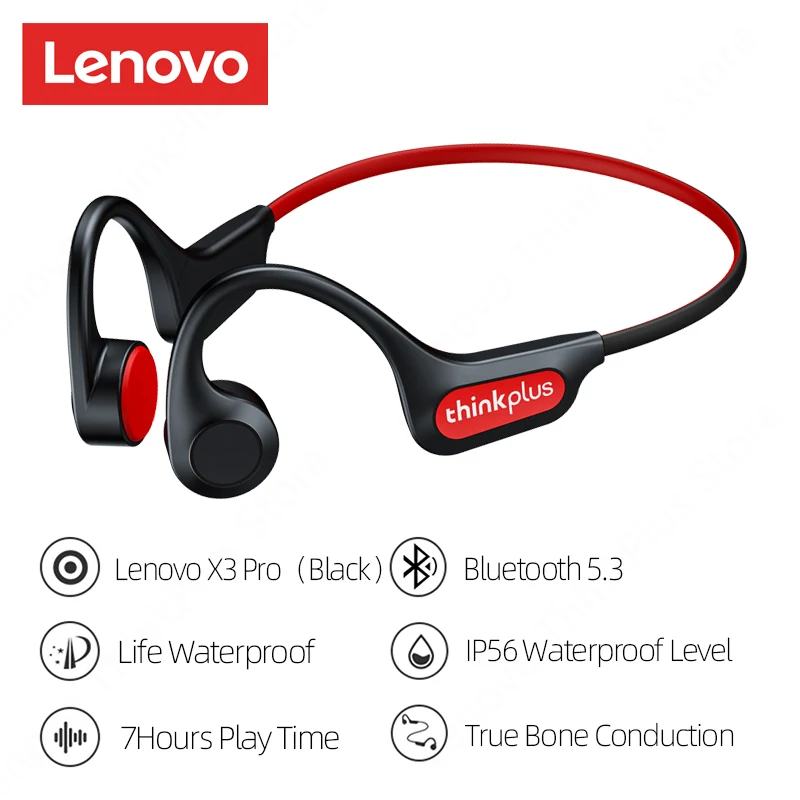 Lenovo Knochenleitungskopfhörer X3 Pro Bluetooth Hifi Ohrbügel Wireless Headset mit Mikrofon Wasserdichter Ohrhörer 3