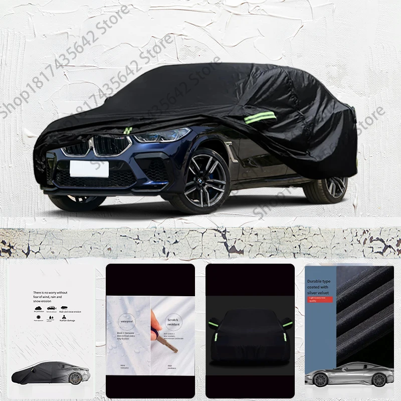 For BMW X6M Car cover Exterior Car Cover Black Outdoor Protection Full Car Covers Waterproof Sunshade Anti UV Snow Cover