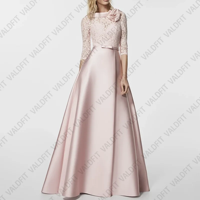 

Customized Long Light Pink Mother of the Bride Dresses with Sleeves Wedding Party Dress vestidos de fiestas elegantes mujer boda