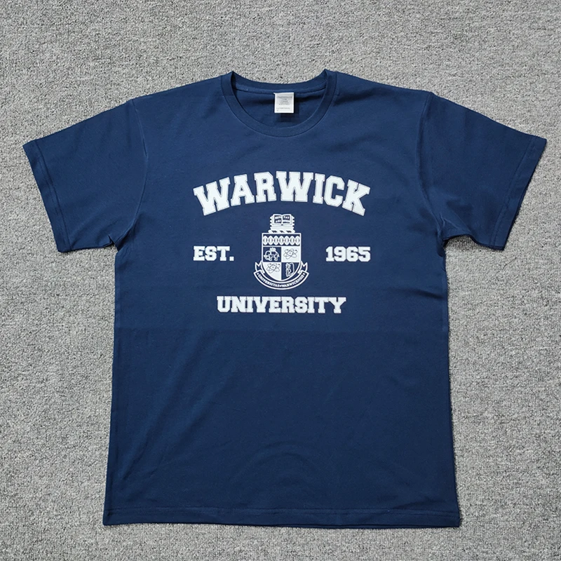 

Pure Cotton Warwi Universi Summer ort Sve T-irt Lettering Loose Fit Simple Design Youth Faion round Ne Tee
