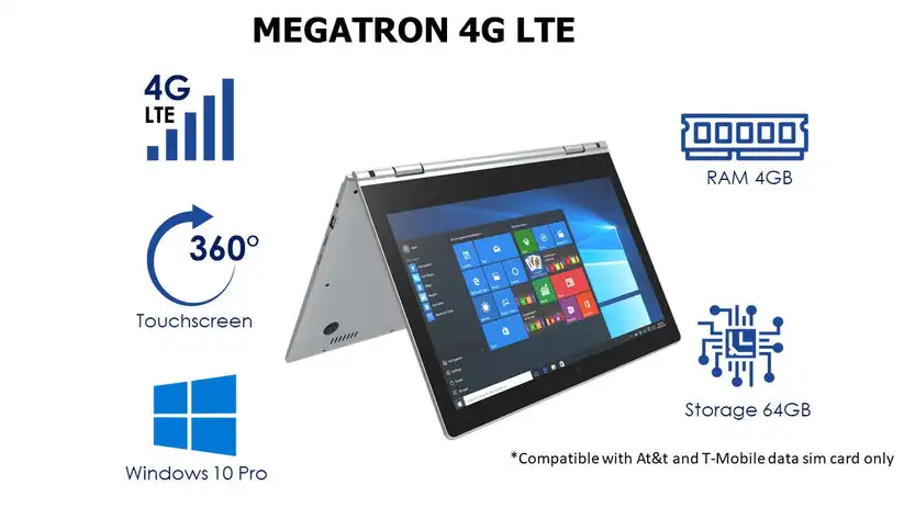 14.1 NCH Notebook Ultrabook 4GB RAM 6GB ROM Touch Screen 360° Laptop PC Windows 10 Pro Intel Pentium 4G LTE 1920 X 1080 IPS