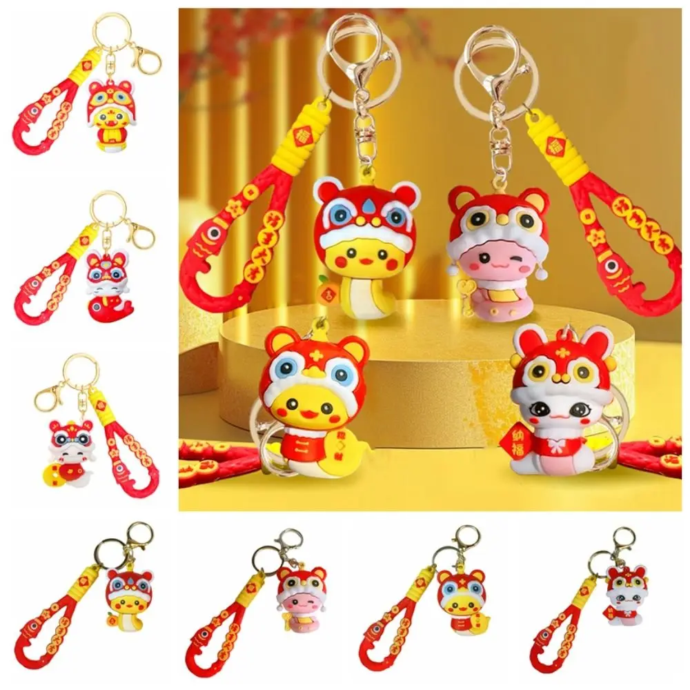 Cute PVC Snake Year Keychain Good Lucky Snake Doll New Year Key Ring New Year Gift Chinese Style Cartoon Snake Pendant Daily