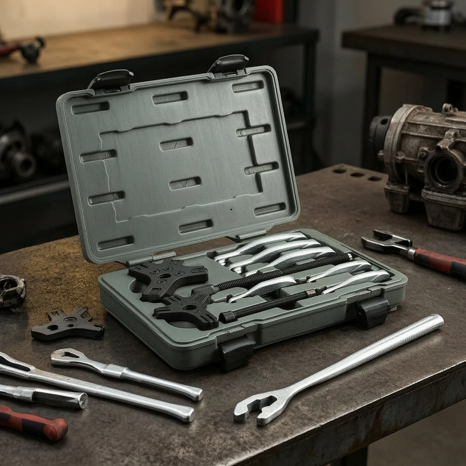 10 Pieces Puller Set with Case Versatile Gear Puller Tool Industrial-Grade Heat-Treated for Mechanics, Auto Repair, Garage