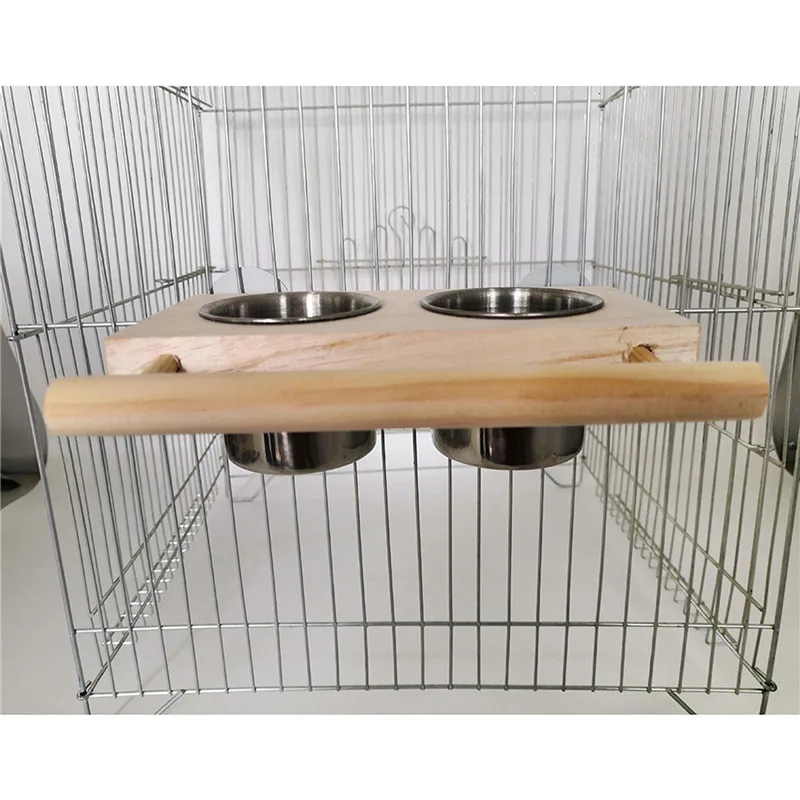 Bird Feeding Cups For Cage Hanging Parrot Feeder Food Water Bowl With Perch For C.ckatiels Easy To Install Dropshipping