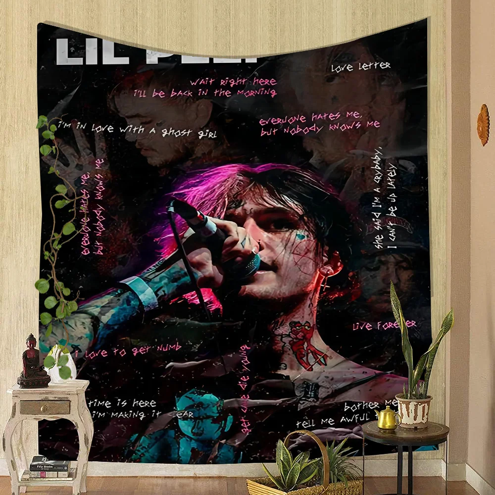 Singer Lil Peep Tapestry Art Printing Art Science Fiction Room Home Decor Home Decor