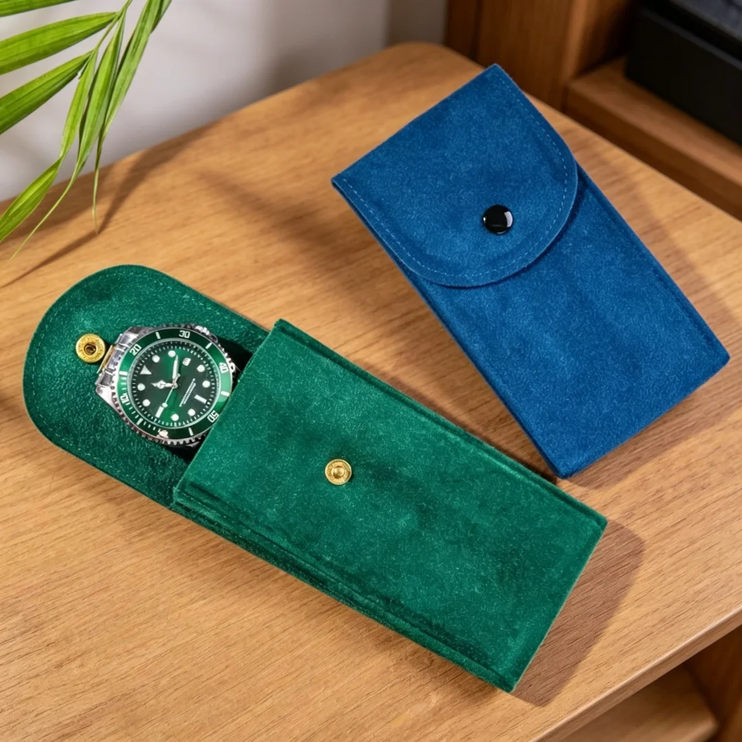 Luxury Flannel Watch Bag Holder Dust-Proof Single Watch Protector Compact Lightweight Travel Pouch for Wristwatches & Jewelry
