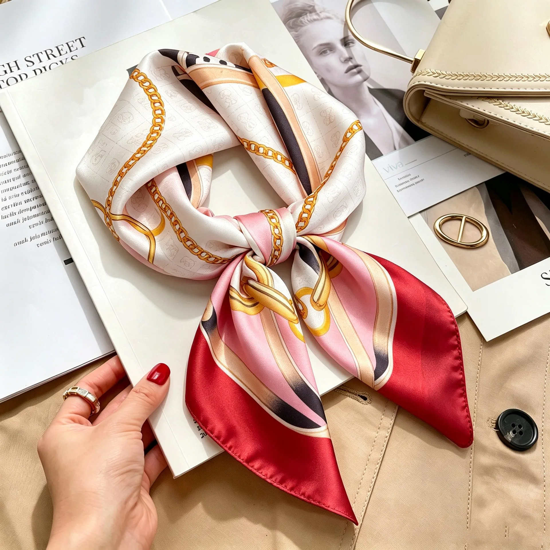 ผ้าพันคอไหมพิมพ์ลายโซ่หรูหราขน - Silk Tie Woven บทวิจารณ์และราคา