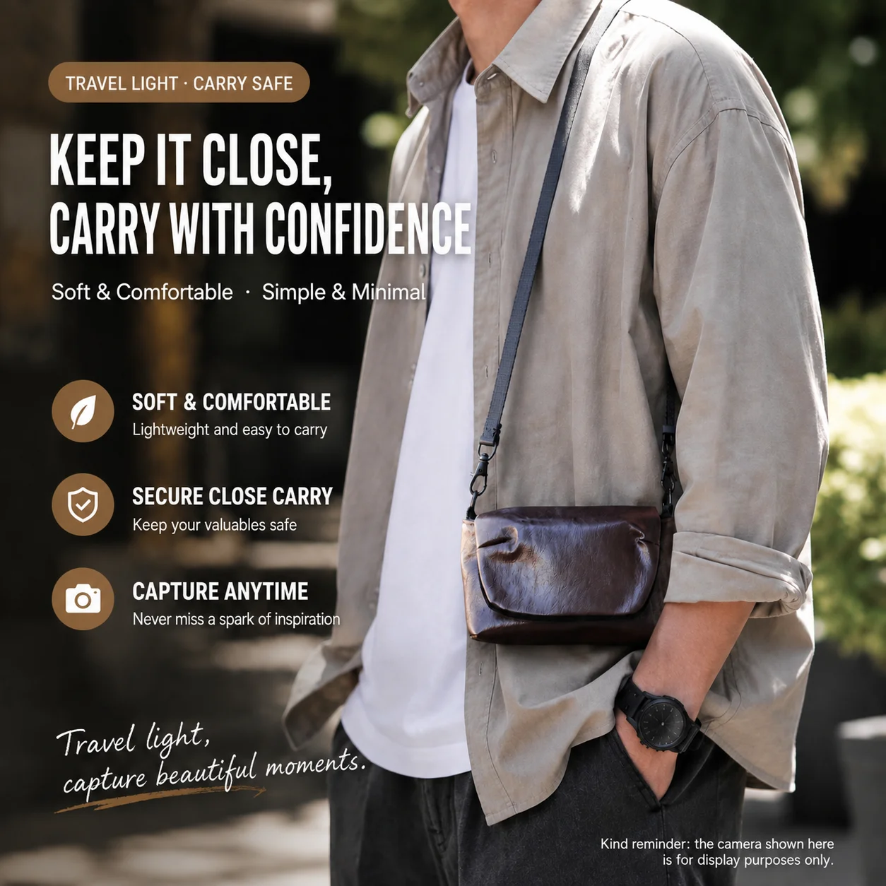 Camera Bag Suitable for Fujifilm EVO X-half X100VI Canon V1 Ricoh GR2 GR3X GR4 Sony ZV1 RX100 M6 M7 Vintage Camera Bag