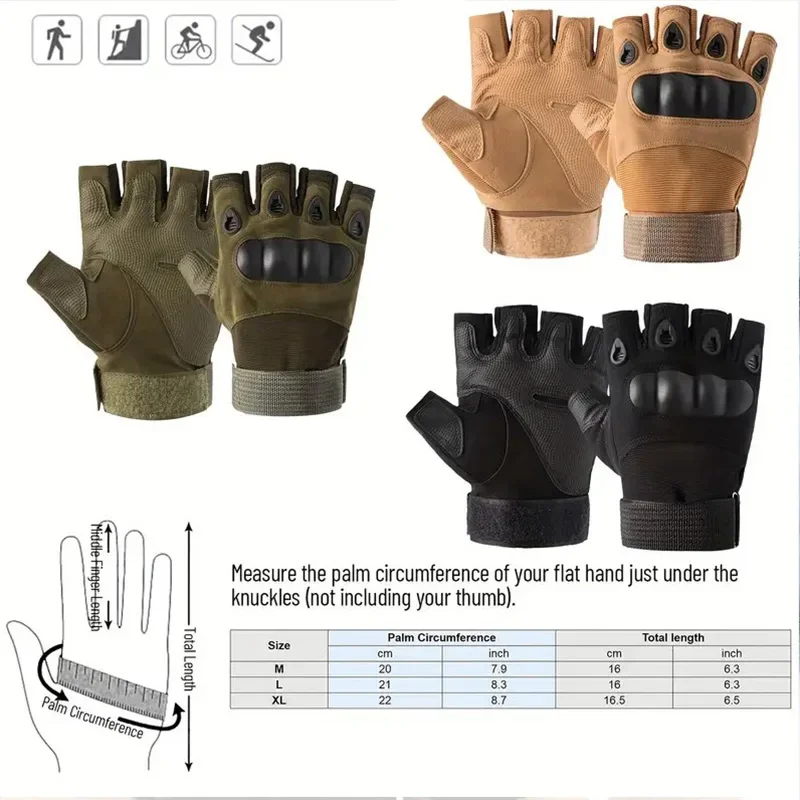 1 Pair Men's Breathable Tactical Fingerless Gloves Ideal for Outdoor Sports Shooting Hunting Airsoft Cycling and Daily Work