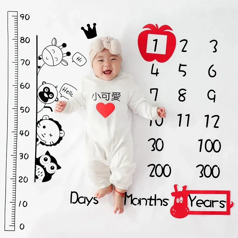 Infant Photography Background Blankets Cute Newborn Baby Milestone Photography Props Decoration Receiving Calendar Mat Cloth