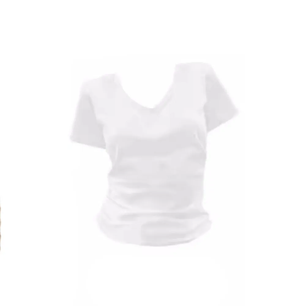 

Fashion Pullover Short Sleeve T-shirt Korean Style Slim Fit Y2K Crop Top Women Summer Simple V-neck Basic Tees Shirts Beach