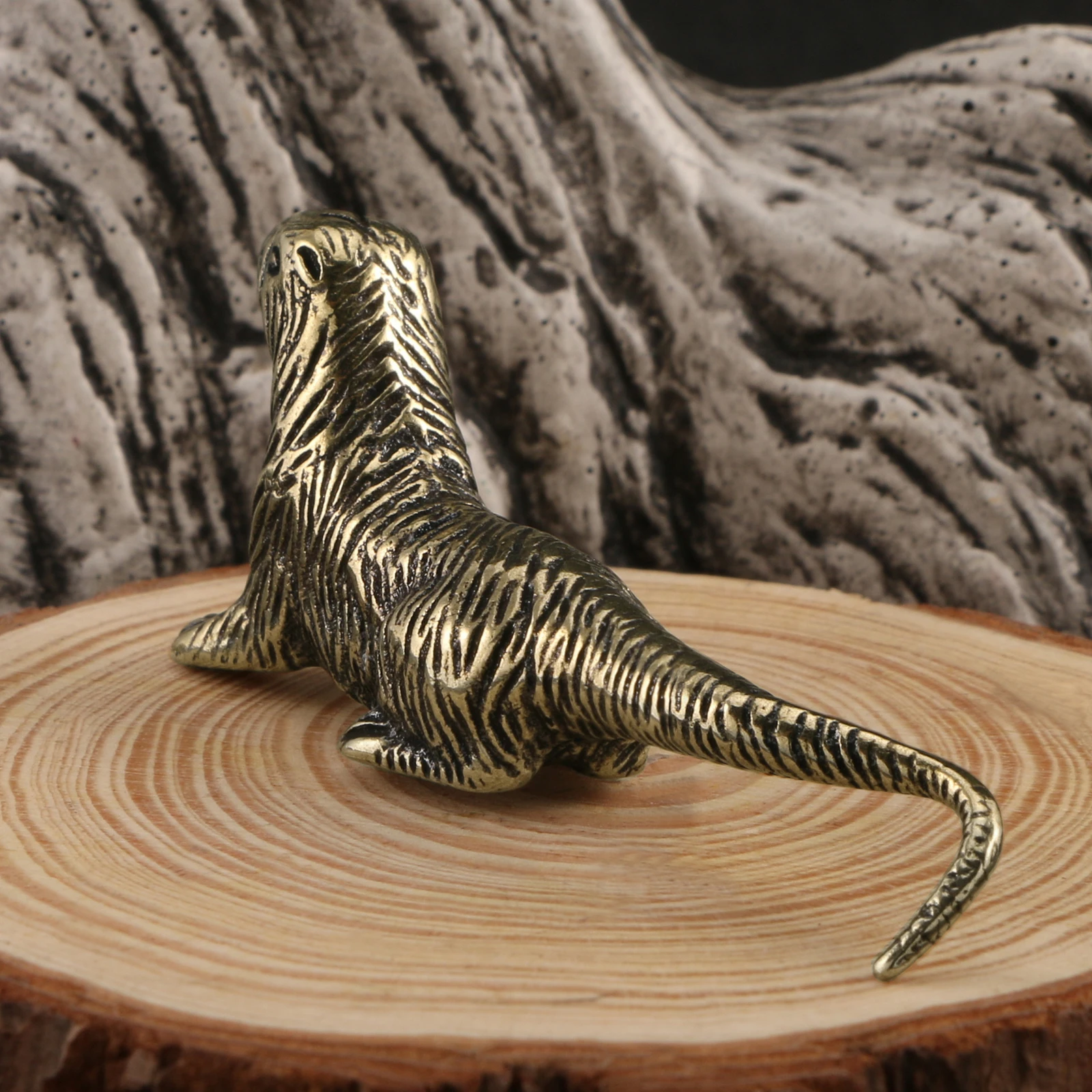 Handmade Brass Sea Otter Otter Tabletop Ornament Tea Pet Animal