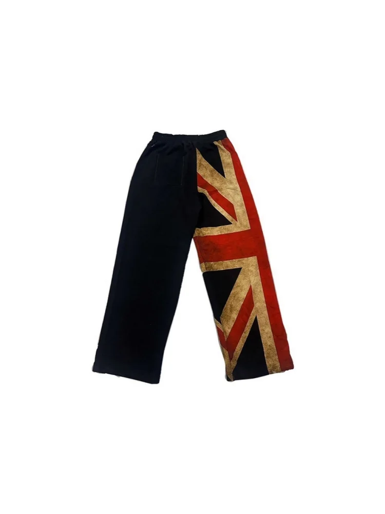 

Women s Stretchy Retro Dark Street Style Printed Sweatpants Straight Leg Cropped Casual Trousers