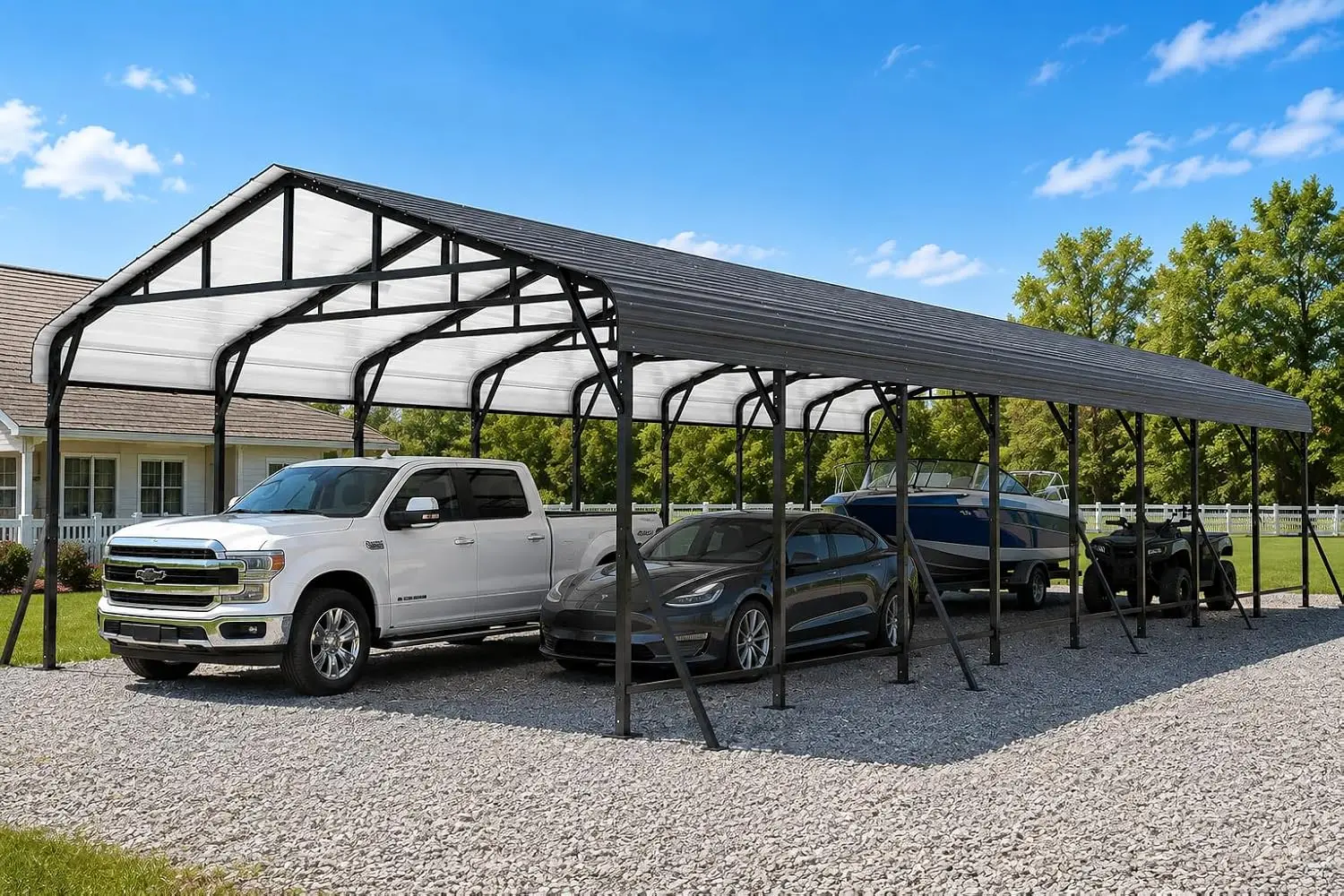 20' x 40' Heavy-Duty Metal Carport Canopy | Galvanized Steel Frame & Roof with Reinforced Braces | All-Weather Car, Custom