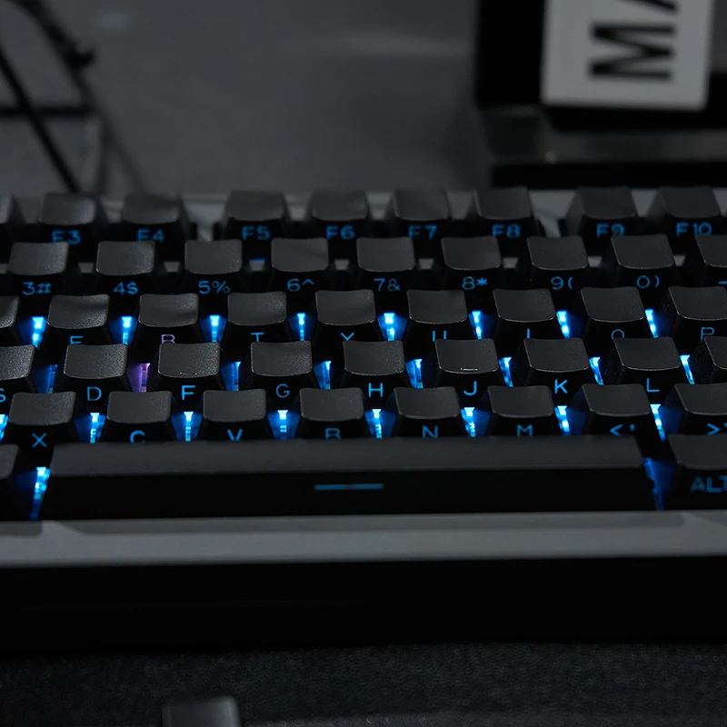 2026 Minimalist Black 134 keys keycaps profile PBT Double shot Keycaps Side Shine Through Print For MX Mechanical Keyboard Kit