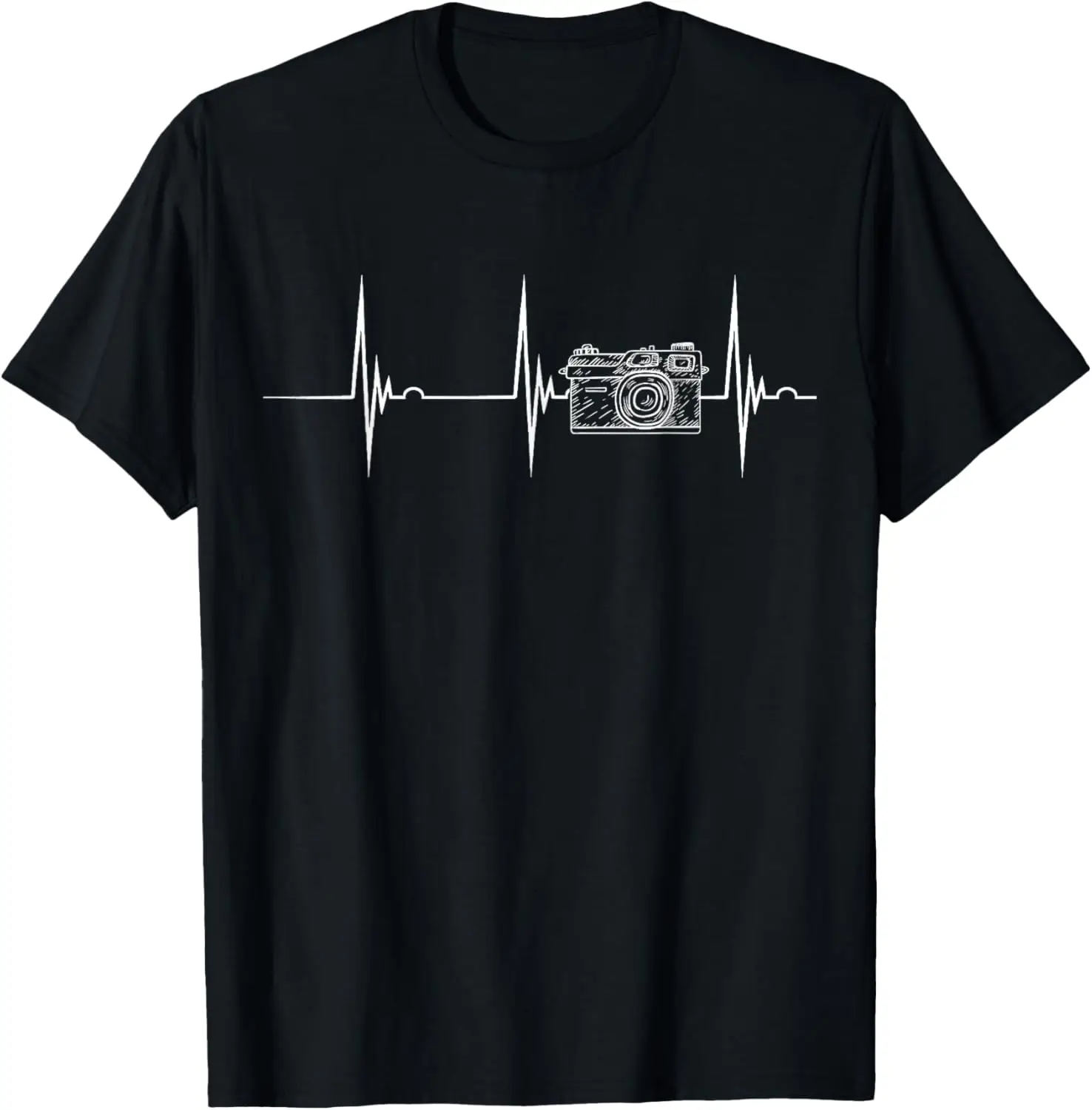 Photographer Camera Lens Heartbeat ECG Pulse Photography T-Shirt