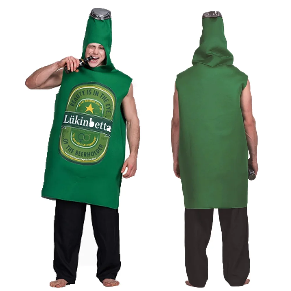 Fantasia divertida botella de cerveza enlatada, ropa de Cosplay, disfraz de cerveza puesta en escena, disfraz de Disfraz para hombres adultos, tela de fiesta de Carnaval de fantasía
