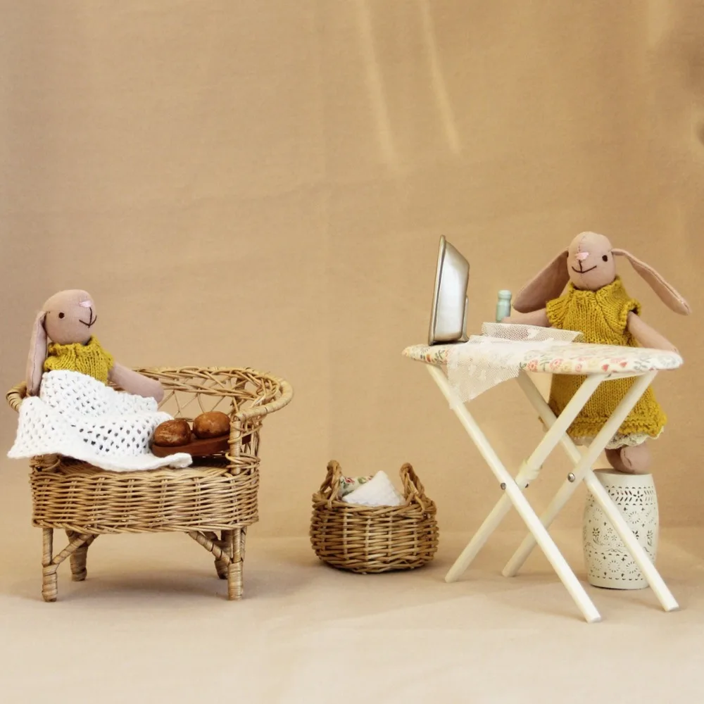 Kunstenaar konijn Waldorf breien jurk Kawaii Cartoon gevuld gevuld inheemse handgemaakte kleuterschool