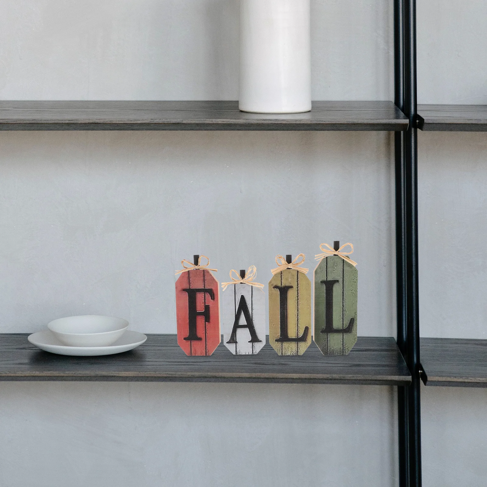 

4pcs Wooden Fall Decor Set Thanksgiving Tabletop Centerpiece Autumn Decoration For Home Living Room Shelf Tiered Tray