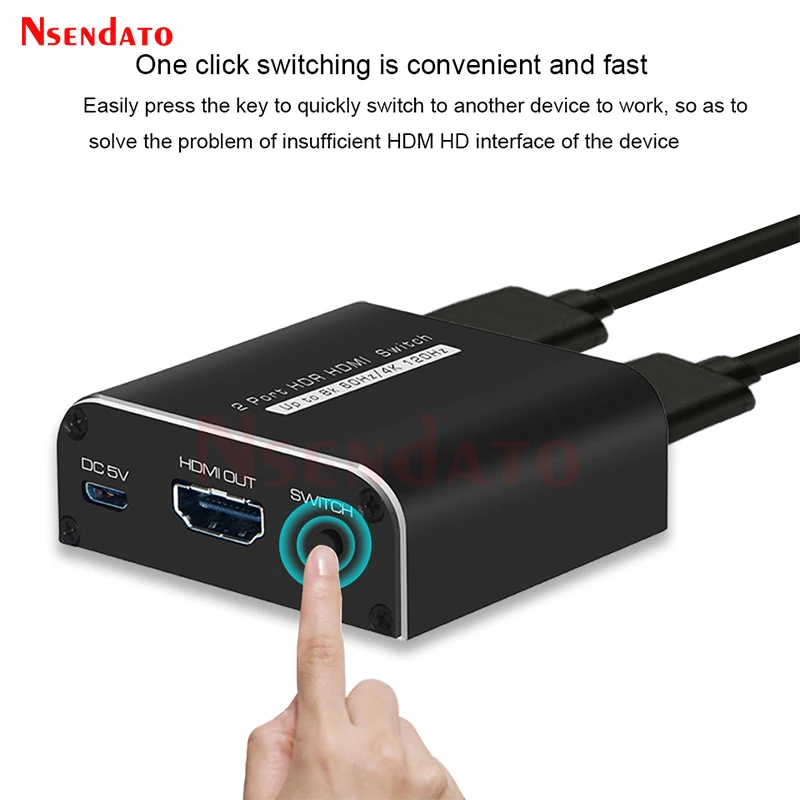 

HDR HDMI-переключатель 8K HDMI 2 1 Переключатель 2x1 4K 120 Гц HDMI-переключатель 2 в 1 Выход HDMI 2,1-скоростной переключатель-переключатель для PS5/4 ТВ-монитора ПК