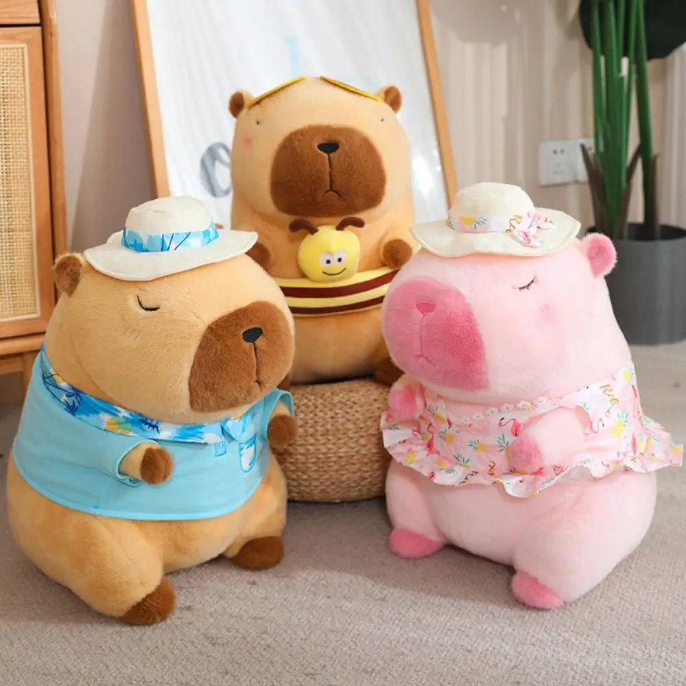 Swimming Circle Sports Capybara Plush Toy Beach Clothes Summer Style Capibara Anime Fluffty Toy Pink Soft Capybara Plush Doll