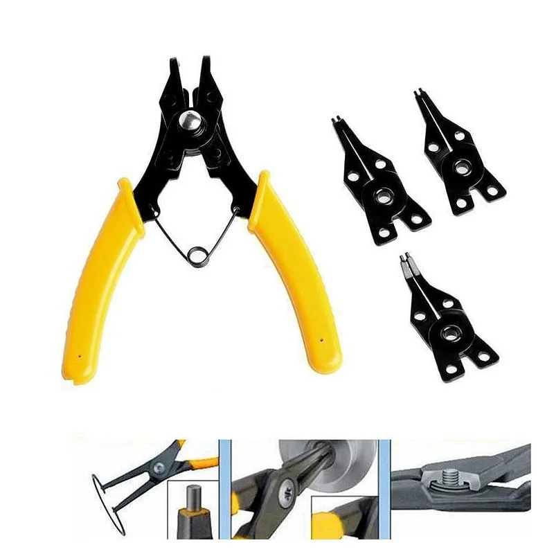 

4-in-1 Multifunctional Snap Ring Pliers Interchangable Multi Tools Retaining Clip Circlip Combination